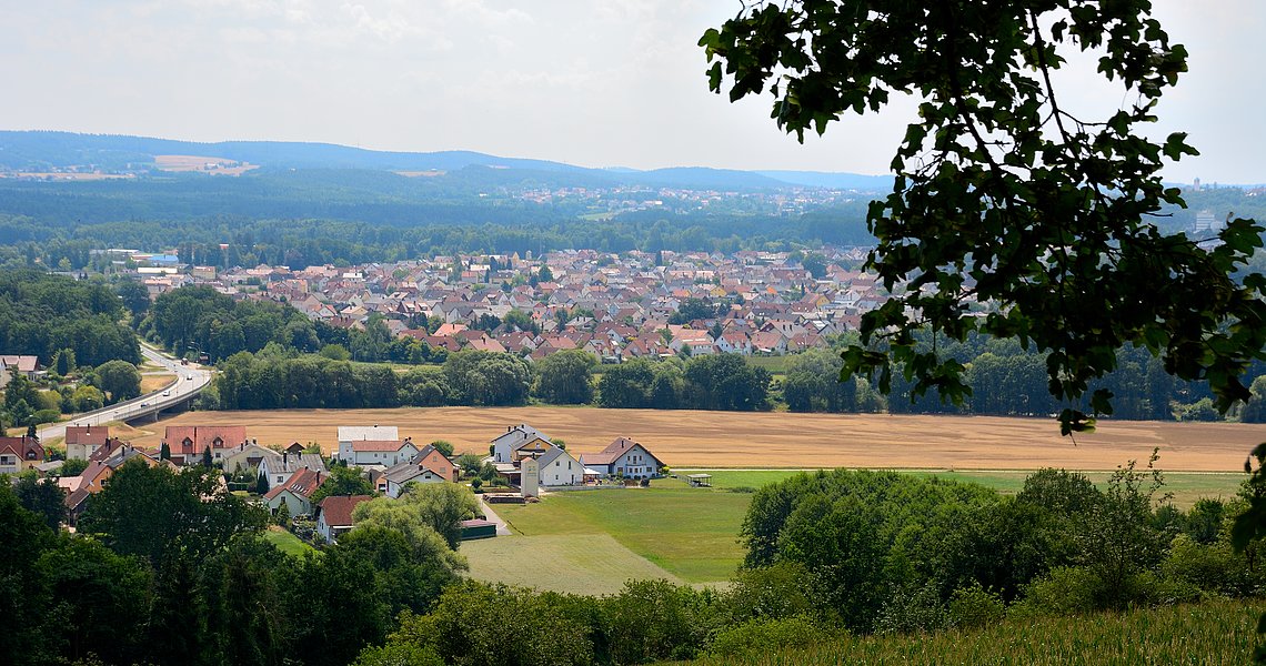 Blick auf Teublitz und den Ortsteil Münchshofen